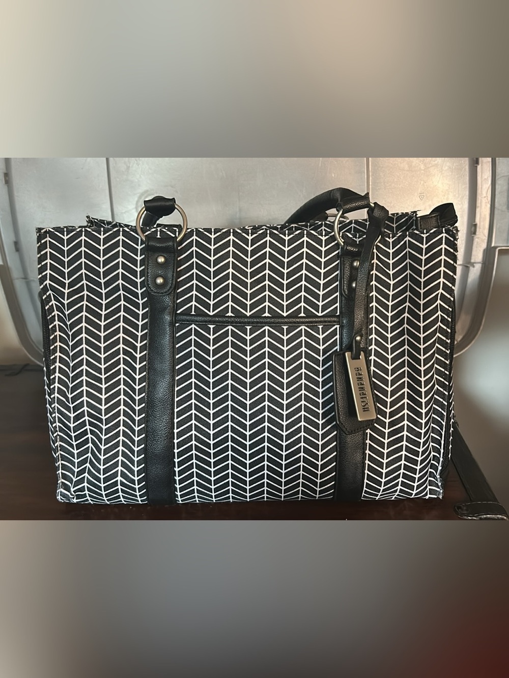 Bananafish Black and White Chevron Tote